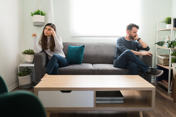 Husband and wife having couples problems at home
