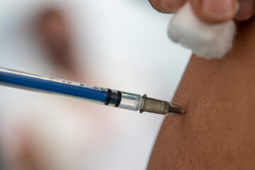 A dose of covid-19 vaccine while being applied in Mexico. 