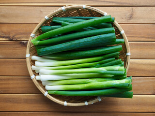 신선한 유기농 채소 파 
