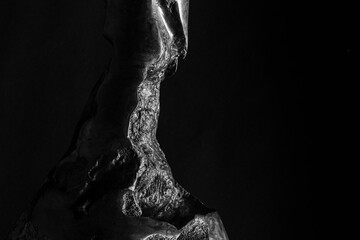 Close up of wood carving abstract in black and white