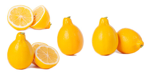 Ripe, juicy, yellow lemon on a white background