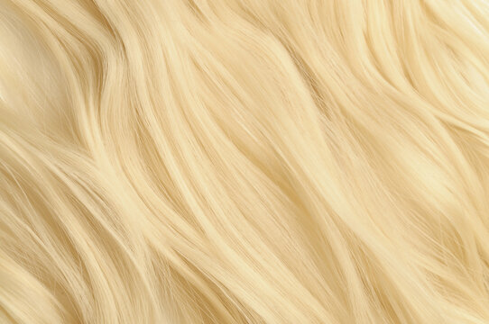 Close Up Texture Of Single Piece Elastic String Tied Wavy White Blonde Synthetic Hair Extensions