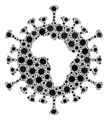 Raster African virus coronavirus collage icon organized for health care projects. African virus mosaic is organized from random coronavirus viral items.