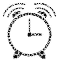 Raster alarm clock covid-2019 mosaic icon constructed for lockdown wallpapers. Alarm clock mosaic is designed with random covid infection icons.
