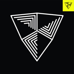 Logo Design depicting of the shield in line art style. Vector logo in Eps 8.