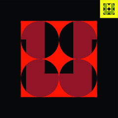 Letter U monogram logo design in Bauhaus art style. Vector logo in Eps 8.