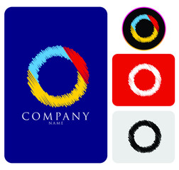 Blue, Black, Red, and White Colorful alphabet Abstract letter O logo for the company and corporate. Complete Business template icon