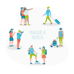 Travel concept flat design vector illustration set