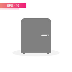 Compact retro refrigerator with handle. Solid design. On a white background. Household appliances for the home. Flat vector illustration.