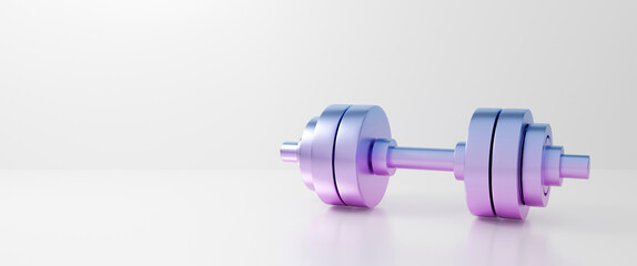 Obraz premium 3D rendering of pastel dumbbell on white background. Gym sport exercise equipment.