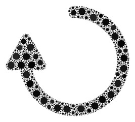 Raster rotate right arrow covid mosaic icon organized for pharmacy posters. Rotate right arrow mosaic is organized with randomized covid pathogen parts.