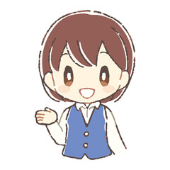 案内する受付の女性のイラスト