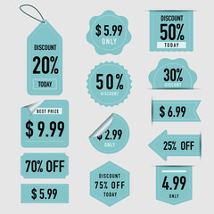 Sale stickers. Price Tag Banner Set.  Graphic for offer labels design template vector isolated symbol collection.