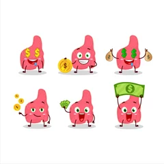 Fotobehang Prime rib cartoon character with cute emoticon bring money © kongvector