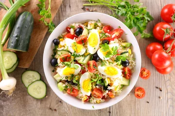  vegetable salad with rice, egg and tomato © M.studio