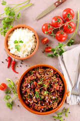 chili con carne and rice