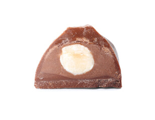 Tasty chocolate candy on white background