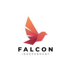 Vector Logo Illustration Falcon Gradient Colorful Style.