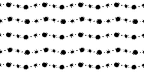Seamless pattern of molecules, cells of virus, bacteria. Pandemic, epidemic covid-19. Theme of quarantine, spread of coronavirus, vaccination. Vector hand drawn background in doodle style isolated