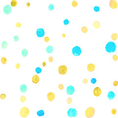 Seamless pattern with watercolor spots blobs stains points dots rounds circles. Abstract background and texture. Hand drawn, light, soft, pastel colors template