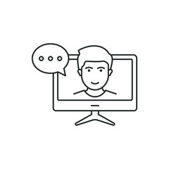 Online training in computer line icon concept isolated on white background. Vector illustration