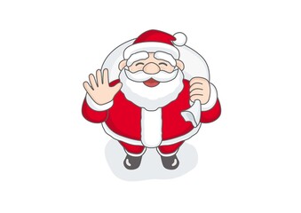 笑顔で手を振るサンタクロースのイラスト