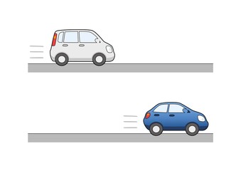 走るクルマ2台のイラスト