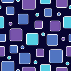 Abstract seamless pattern of squares and circles. Vector repeating geometric background. Squares pattern.