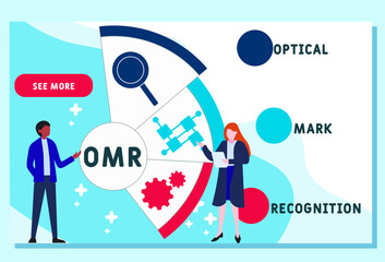 Fototapeta na wymiar OMR - Optical Mark Recognition acronym. business concept background. vector illustration concept with keywords and icons. lettering illustration with icons for web banner, flyer, landing page