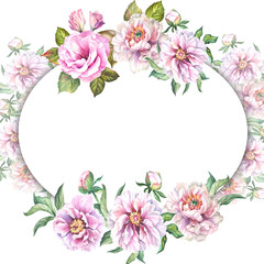 frame with flowers/watercolor peony