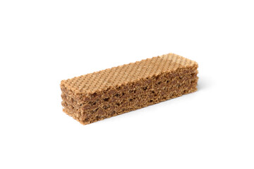 Dark wafer biscuit isolated on white background.