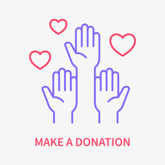 Volunteer line icon. Vector illustration. Symbol of solidarity, help, donation.