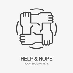 Teamwork icon. Hope, help, friendship logo template. Vector illustration.