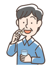Obraz premium 薬を服用する男性