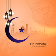 Eid Mubarak festival background with crescent moon