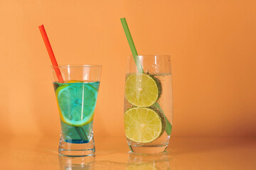 fresh sparkling drink on plain background