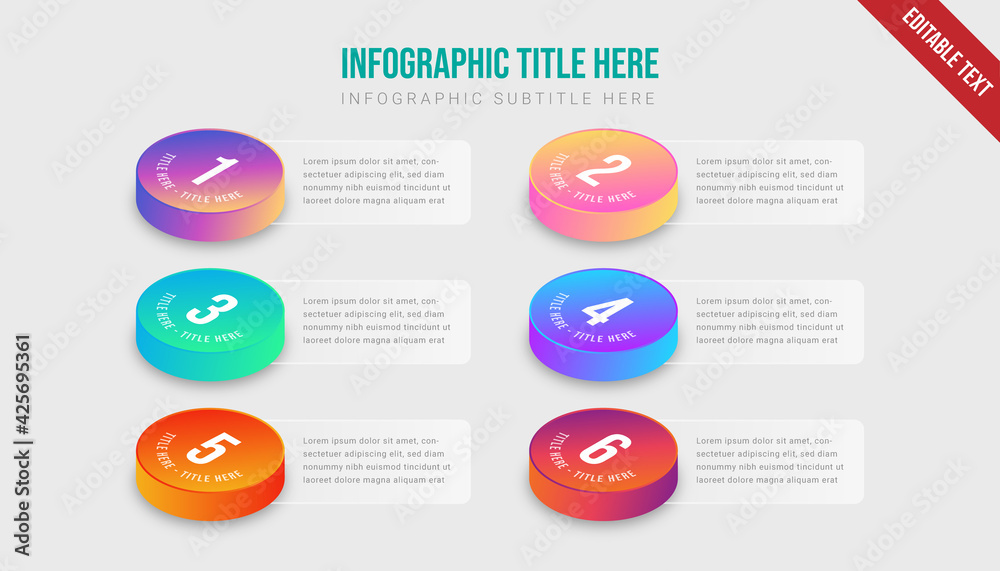 Poster isometric infographic colorful gradient circle object template element design vector presentation ed