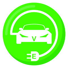 Green road sign template of electric vehicle. Vector illustration of minimalistic flat design Vector illustration .