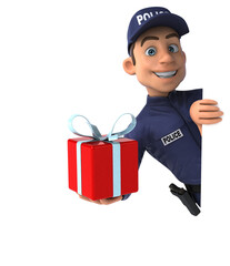 Fun 3D illustration of a cartoon Police Officer