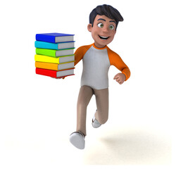 Fun 3D cartoon Asian teenager .