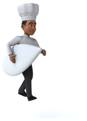 Fun 3D cartoon chef surfing