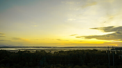 sunset over the lake