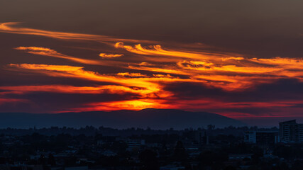 A dramatic sky landscape over the suburbs of Melbourne, Australia