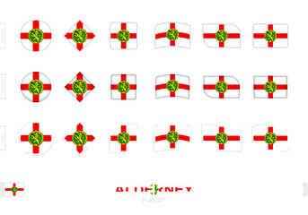 Alderney flag set, simple flags of Alderney with three different effects.