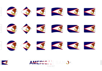 American Samoa flag set, simple flags of American Samoa with three different effects.