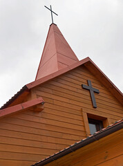 place of religious worship. built in 1947, a wooden Catholic church dedicated to Our Lady of Mercy in the village of Podlipki in Podlasie, Poland