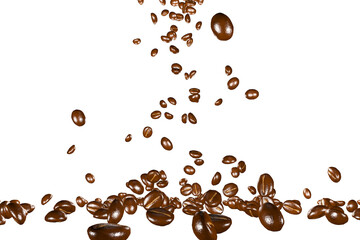 Failing coffee beans, 3D rendering