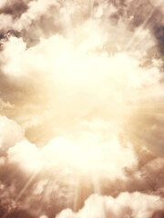 Naklejka na ściany i meble He is risen. Easter banner background with clouds and sunrise
