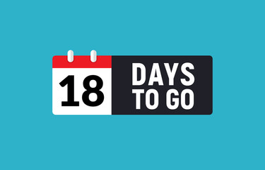 18 days to go last countdown icon. Eighteen days go sale price offer promo deal timer, 18 days only
