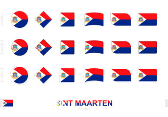 Sint Maarten flag set, simple flags of Sint Maarten with three different effects.